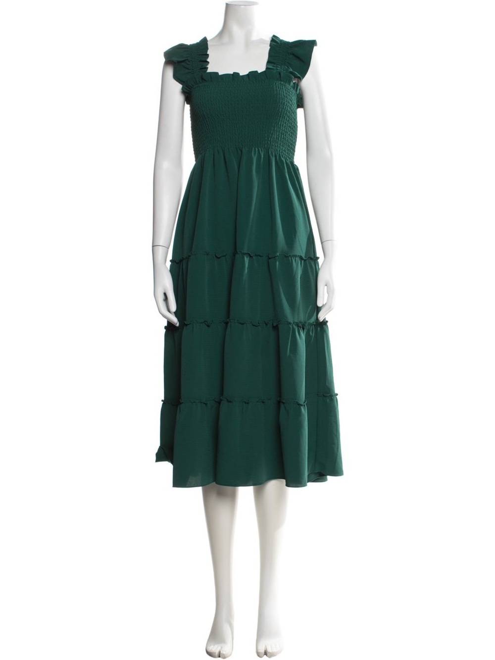 Hill House Square Neckline Midi Length Dress in Green